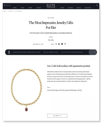 araki necklace in elite magazine